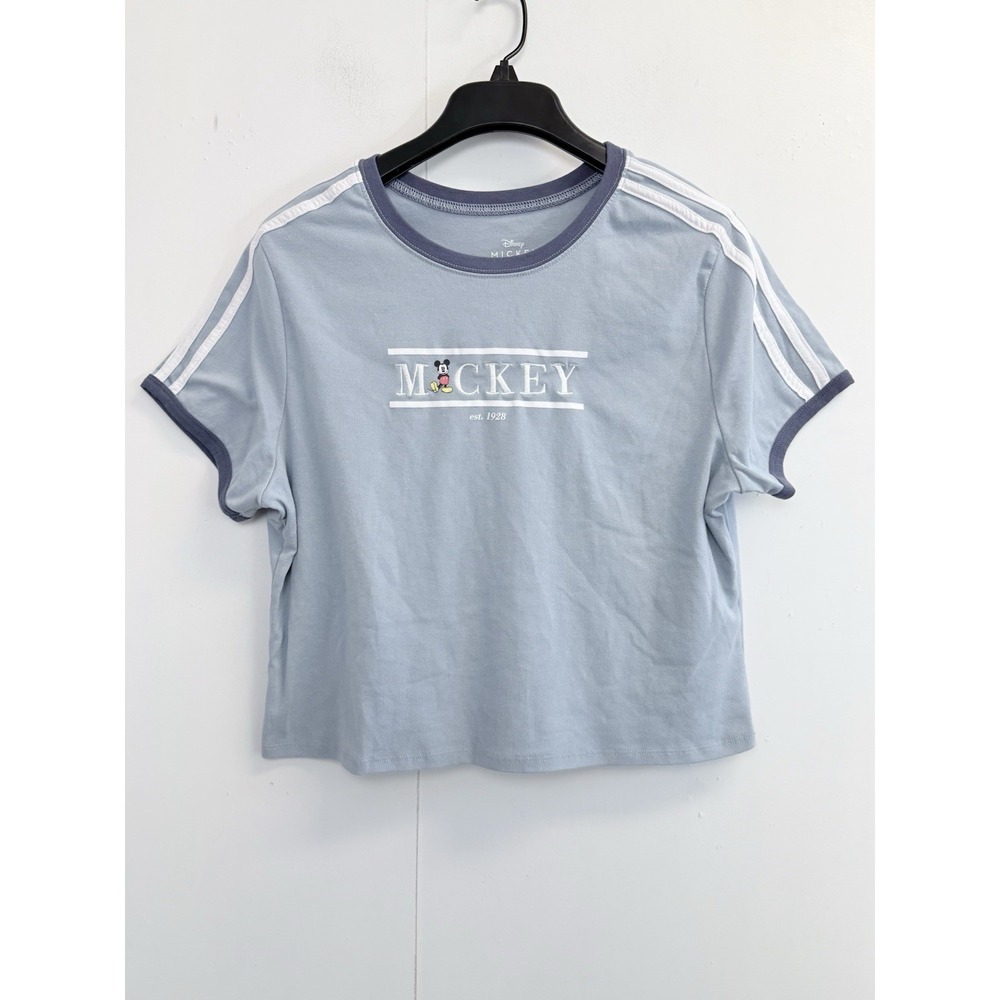 Disney Mickey Mouse Top‎ Women's XXL(20) Cropped Embroider 90s Y2K Blue